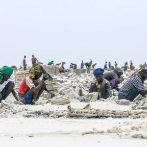Extraction de sel aux abords du lac Karoum